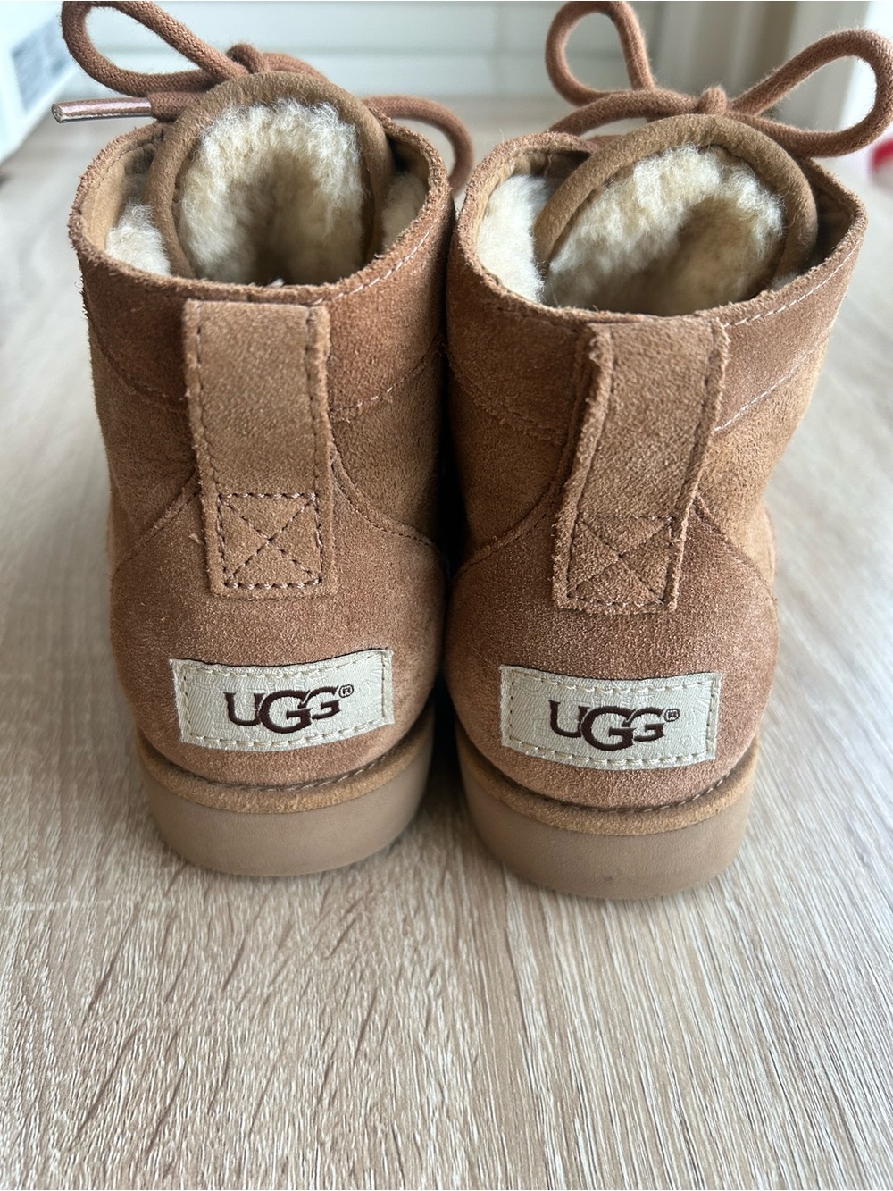 UGG Chestnut Suede Lace-Up Boot with Shearling 6 - Picture 2 of 6